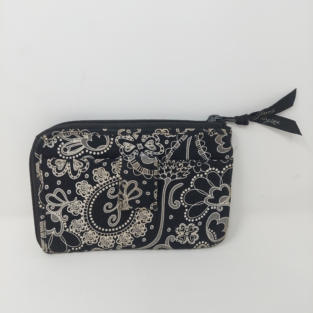 Thirty-One Black Paisley Parade Grab And Go Zip Around Wallet Canvas Hippie Boho